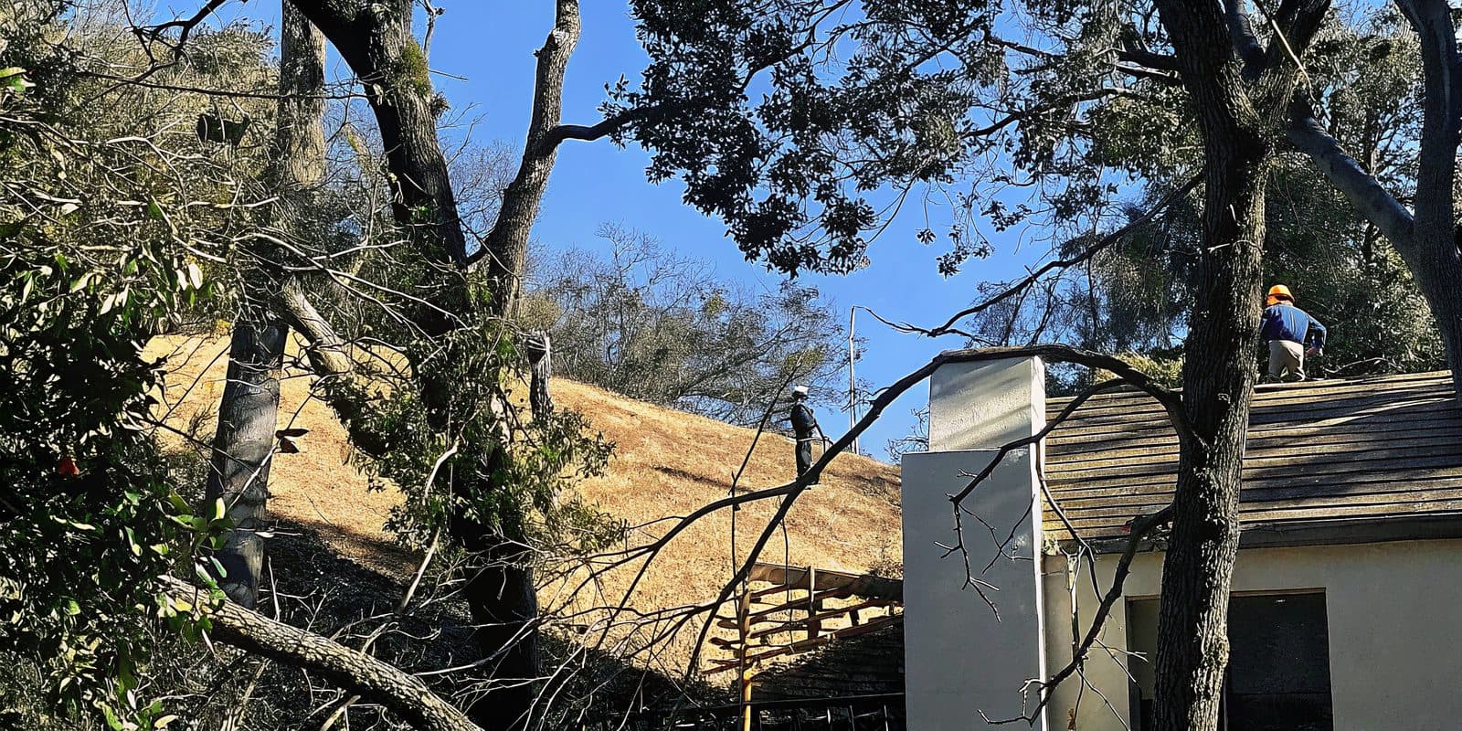 Defensible space cleared around a California foothill home
